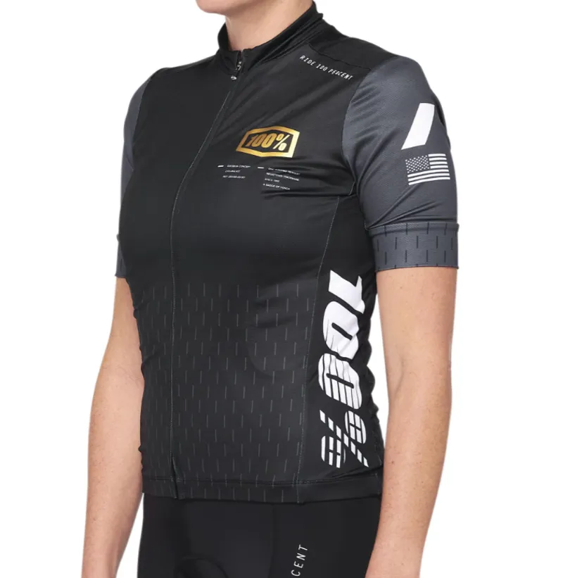 100% Exceeda Women's Jersey in Black/Charcoal
